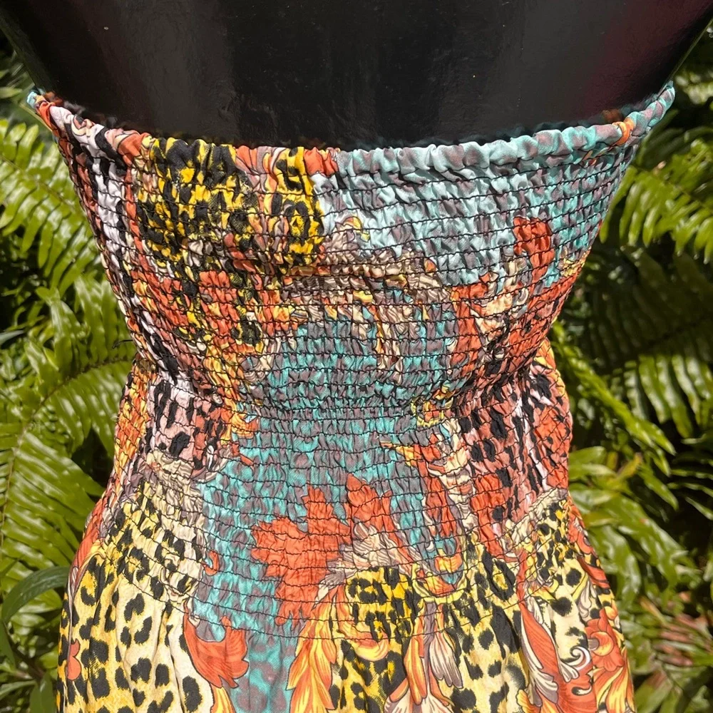 Animal Print Maxi Summer Fall Tube Top Style  Sundress Dress Plus Size 3X - Picture 4 of 7